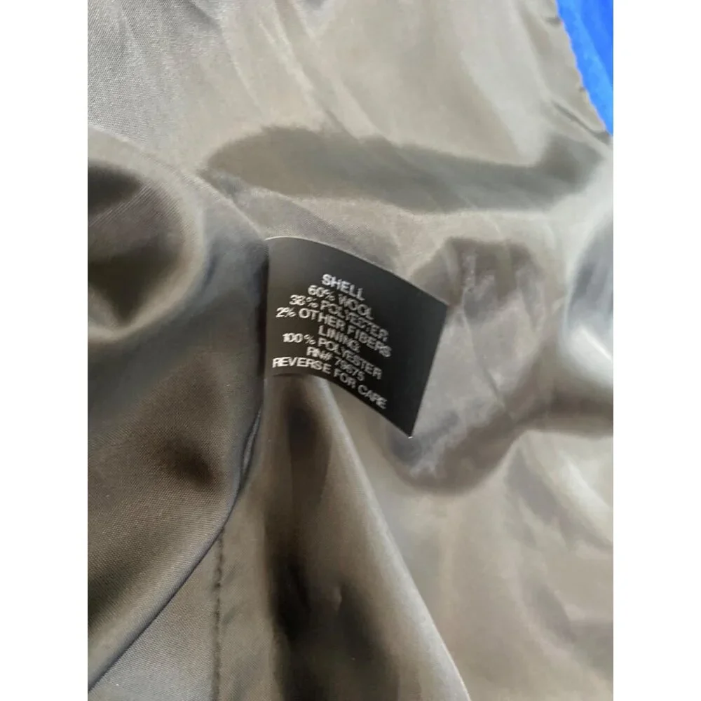 VINTAGE 90'S ANNE KLEIN ELECTRIC BLUE WOOL PEACOAT SZ M - Picture 6 of 6